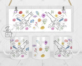 Personalised Mum/ Grandma Holding Kids Hand Mug/ Flower Background