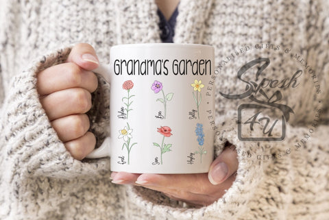 Birth Flower Mug, Grandma's Garden Mug, Mum's Garden Mug