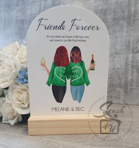 Personalised Australian Friends Forever Acrylic Arch Plaque / Best Friend Gift