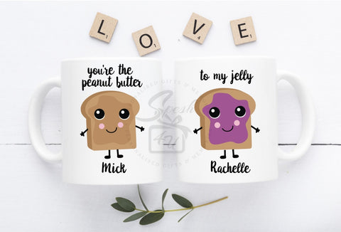 Peanut Butter and Jelly Couple Mug Set